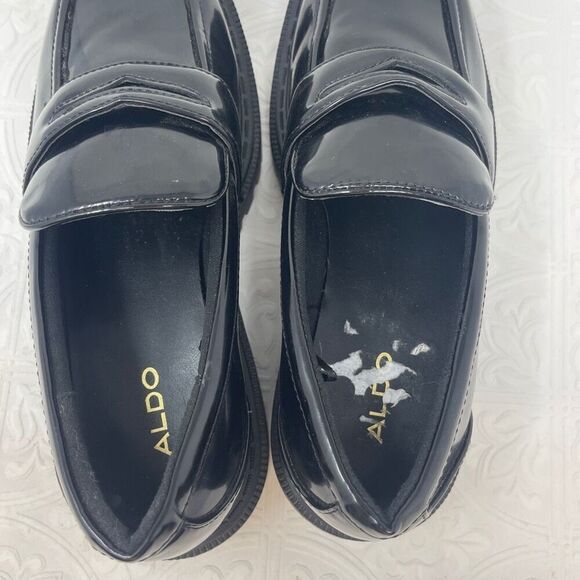 Aldo Black Shanna Chunky Block Heel Slip On Loafer Shoes Size 8 - Picture 6 of 7